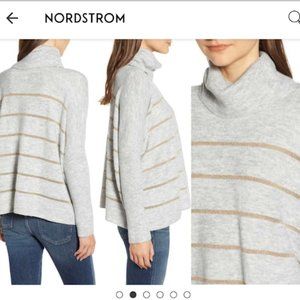 Cupcake & Cashmere - Nash Metallic Cowl Neck Sweater | Small: Gray & Gold Stripe